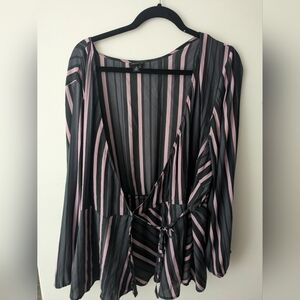 Torrid asymmetrical striped blouse